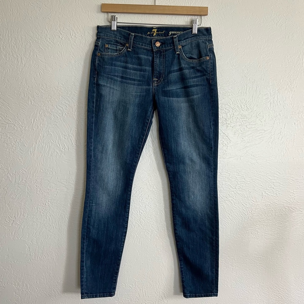 7 For All Mankind Gwenevere Blue Wash Denim Slim Fit Jeans Size 29
